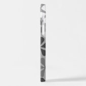 Coque iPhone 12 Fleurs Abstraites Gris noir blanc (Côté gauche)