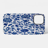 Coque iPhone 12 Fleurs bleues (Verso Horizontal)