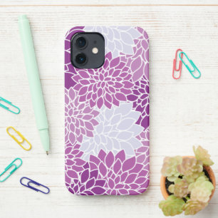 Coque iPhone 12 Fleurs Dahlia, Motif De Fleurs, Dahlia Violet