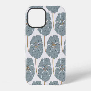 Coque iPhone 12 Fleurs de géranium bleues motif romantique.