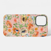 Coque iPhone 12 Fleurs de printemps orange (Verso Horizontal)