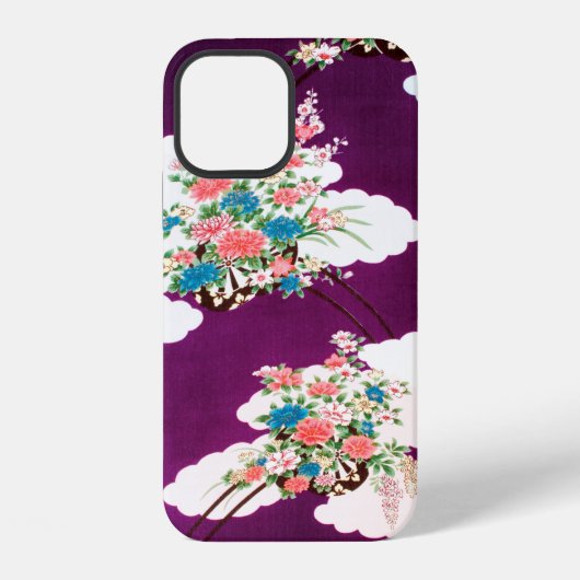 Coque iPhone 12 Fleurs, design japonais (Verso)