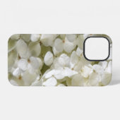 Coque iPhone 12 Fleurs d'hortensia blanches (Verso Horizontal)