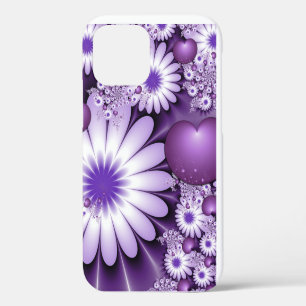 Coque iPhone 12 Fleurs et cœurs abstraits de l'amour naissant Frac