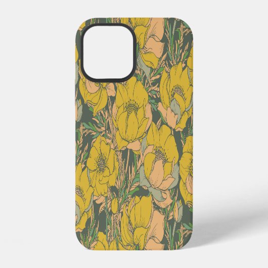 Coque iPhone 12 Fleurs graphiques de Trollius de printemps (Verso)