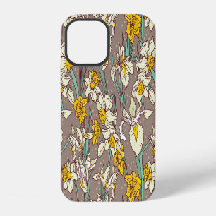 Coque iPhone 12 Fleurs Iris Narcissus Vintage sans fil