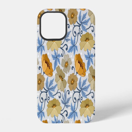 Coque iPhone 12 Fleurs Jaunes : Conception Textile sans joint (Verso)