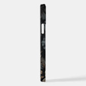 Coque iPhone 12 Fleurs noires et blanches (Côté droit)