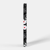 Coque iPhone 12 Fleurs noires et blanches (Côté droit)