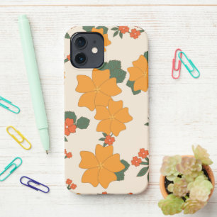 Coque iPhone 12 Fleurs Oranges, Motif Floral, Motif De Fleurs