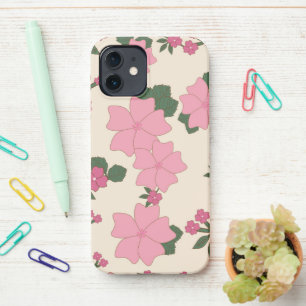 Coque iPhone 12 Fleurs Roses, Motif Floral, Motif De Fleurs