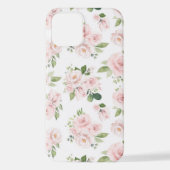 Coque iPhone 12 Fleurs roses, Roses roses, Fleurs Aquarelles (Verso)