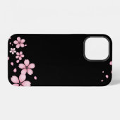 Coque iPhone 12 Fleurs sur fond noir (Verso Horizontal)