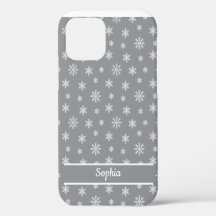 Flocons de neige motif gris nom personnalisé