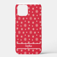 Flocons de neige motif rouge nom personnalisé