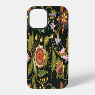 Coque iPhone 12 Flore décorative : Acrylique Golden Purple.