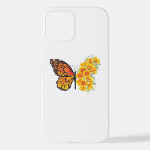 Coque iPhone 12 Flower Butterfly with Yellow California Poppy
