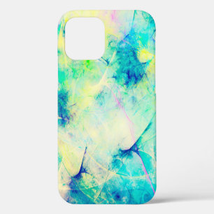 Coque iPhone 12 fond abstrait fractal bleu rendu 3d3d, un