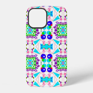 Coque iPhone 12 Fond amusant abstrait. Motif de formes de couleur.