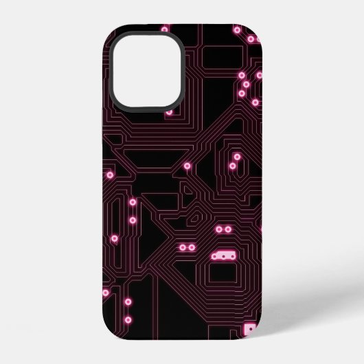Coque iPhone 12 fond de circuit de micropuce rose,3d,ab (Verso)