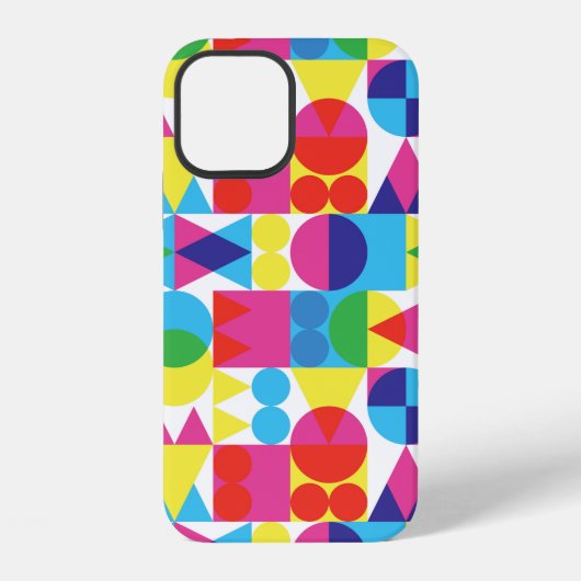 Coque iPhone 12 Fond de formes transparentes rétro (Verso)