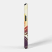 Coque iPhone 12 Fond de plage tropicale avec silhouettes de palmie (Côté droit)