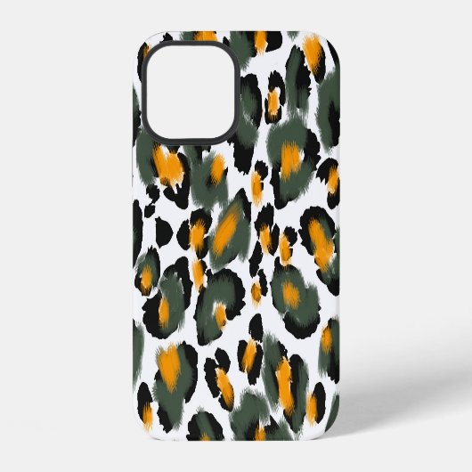Coque iPhone 12 Fond de texture à motif imprimé léopard (Verso)