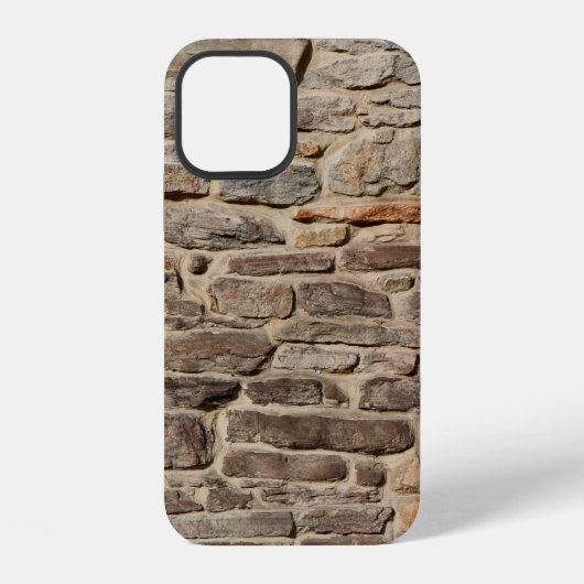 Coque iPhone 12 Fond de texture rustique en mur de pierre (Verso)