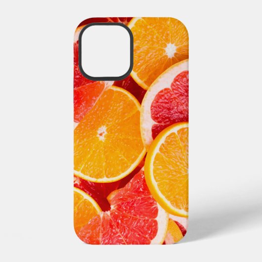 Coque iPhone 12 Fond d'orange et de pamplemousse frais et mûrs (Verso)