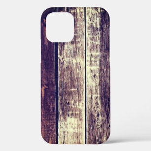 Coque iPhone 12 Fond en bois ancien coloré - Jaune foncé vintage
