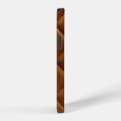 Coque iPhone 12 Fond en cuir losanges bruns (Côté droit)