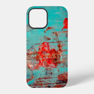Coque iPhone 12 Fond grunge de turquoise. Taches, taches de peintu