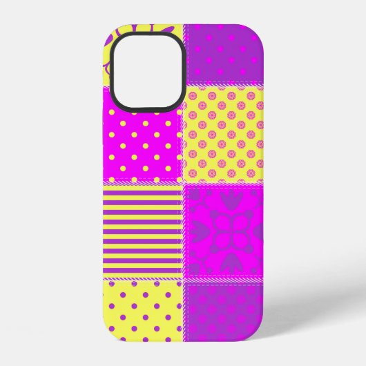 Coque iPhone 12 fond patchwork avec art de différents motifs,b (Verso)