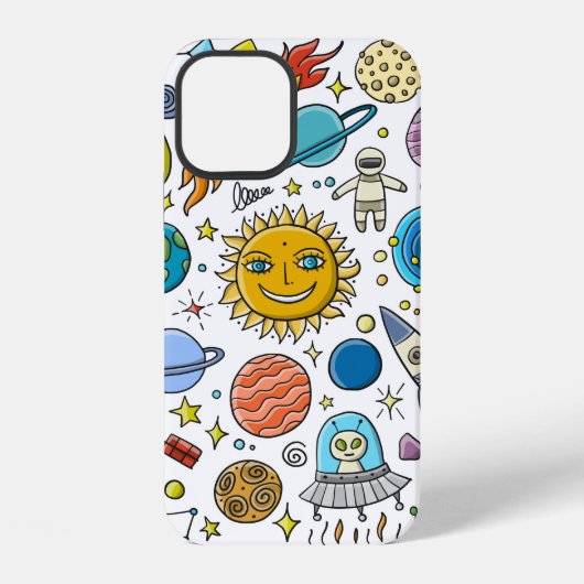 Coque iPhone 12 Fond spatial. Planètes du système solaire. Roc (Verso)