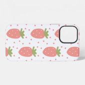 Coque iPhone 12 Fonds de fraises de fruits (Verso Horizontal)