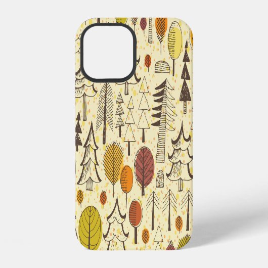 Coque iPhone 12 Forêt d'automne : Motif graphique transparent. (Verso)