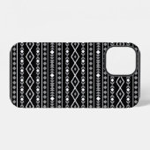 Coque iPhone 12 Formes Aztec Motif gris noir (Verso Horizontal)
