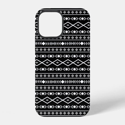 Coque iPhone 12 Formes Aztec Motif gris noir (Verso)