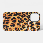 Coque iPhone 12 fourrure de léopard comme arrière-planléopard, mot (Verso Horizontal)