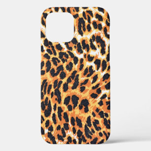 Coque iPhone 12 fourrure de léopard comme arrière-planléopard, mot