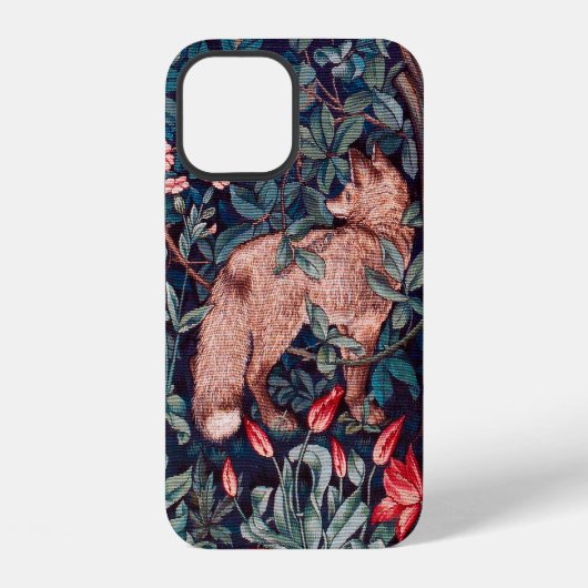 Coque iPhone 12 Fox dans la forêt, William Morris (Verso)