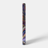 Coque iPhone 12 Fractale Moderne Violet Nom Manuscrit (Côté gauche)
