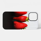Coque iPhone 12 Fraises Blancs Sur Iphcna Noir (Verso Horizontal)