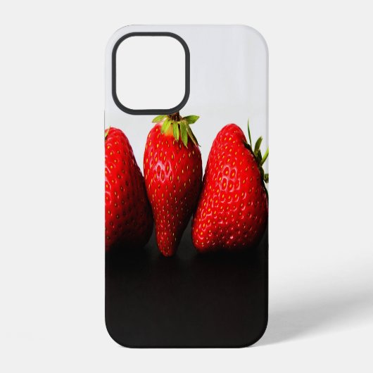 Coque iPhone 12 Fraises Blancs Sur Iphcna Noir (Verso)