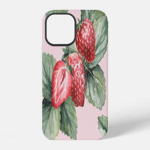 Coque iPhone 12 Fraises mûres d'été : Aquarelle rose