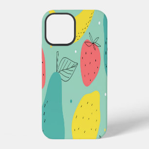 Coque iPhone 12 Fruits dessinés à la main, motif sans couture déco