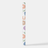 Coque iPhone 12 Fuzzy Flower Rpt Pattern Pastels on White (Côté droit)