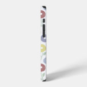 Coque iPhone 12 Fuzzy Flower Rpt Pattern Pastels on White (Côté gauche)