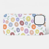 Coque iPhone 12 Fuzzy Flower Rpt Pattern Pastels on White (Verso Horizontal)
