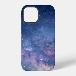 Coque iPhone 12 Galaxie numérique bleue et violette